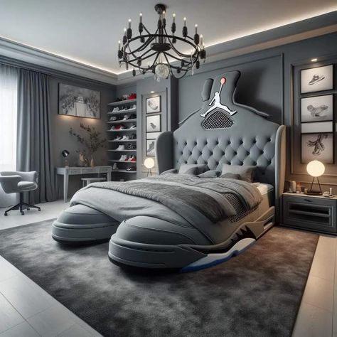 Teenager Bedroom Boy Modern, Boys Room Ideas Teenagers, Teenager Bedroom Design, Spiderman Room, Bedroom Interior Design Ideas, Sneakerhead Room, Boys Game Room, Teenager Bedroom Boy, Amazing Bedroom Designs