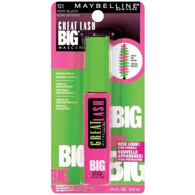 MaybellineÂ® Great LashÂ® BigÂ® Washable Mascara 130 Blackest Black 0.34 Fl Oz #Big, #Washable, #Mascara Maybelline Great Lash, Big Lashes, Great Lash, Blackest Black, Maybelline Makeup, Mascara Tips, Lengthening Mascara, Eye Mascara, Black Mascara