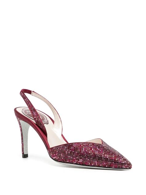 René Caovilla crystal-embellished 80mm Slingback Pumps - Farfetch Renee Caovilla Heels, Renee Caovilla, Red Platform Heels, Caovilla Shoes, Rene Caovilla Shoes, Ivory Pumps, Strap Sandals Heels, Crystal Heels, Crystal Sandals