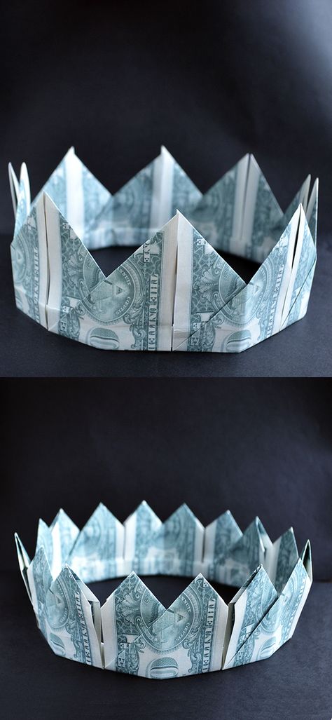 Money Crowns Graduation, How To Make A Money Crown, Money Crown Diy, Money Crown Diy How To Make, Money Crown Graduation, Money Corsage, Money Crowns, Crown Money, Dollar Bill Gift