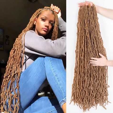 Soft Locs 27 Color, 40 Inch Soft Locs, Color 27 Soft Locs, Brown And Blonde Soft Locs, Light Brown Soft Locs, Light Brown Faux Locs, Honey Blonde Faux Locs, Faux Locs Brown, Light Brown Locs