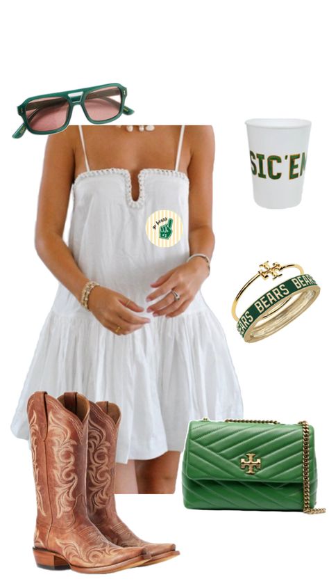 baylor game day outfit inspo Green And Gold Game Day Outfit, Baylor Game Day, Baylor Game Day Outfit, Fsu Game Day Outfit, Baylor Gameday Outfit, Georgia Gameday Outfit, Casual Game Day Outfit, College Game Day Outfit, Baylor Outfits