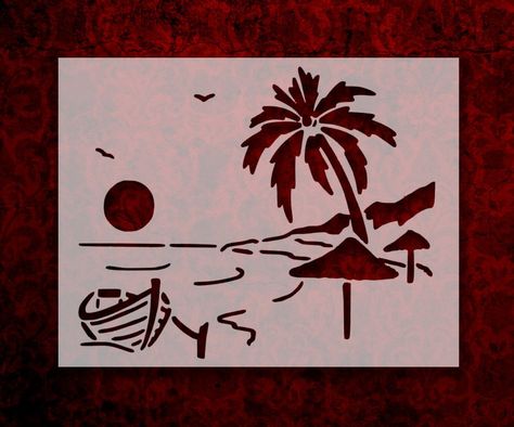 Palm Tree Stencil, Car Stencil, Painting On Walls, Beach Stencils, Handmade Quotes, Beach Boat, Stencil Ideas, Tree Stencil, Lino Cut