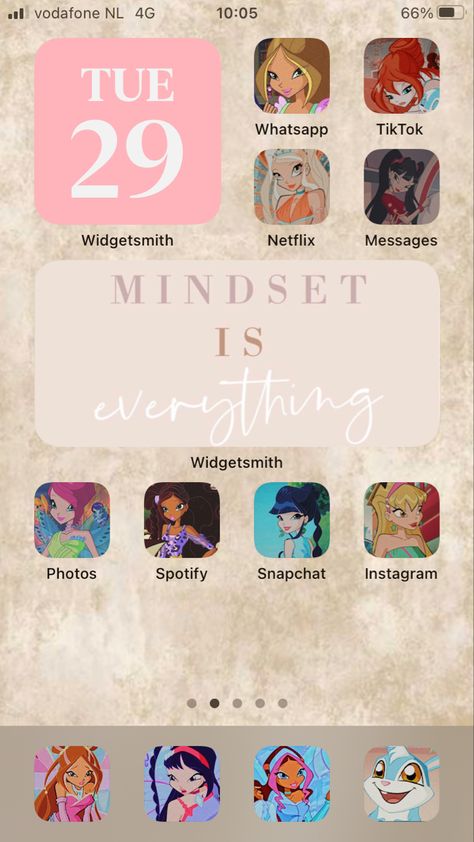 Winx Club inspired homescreen Phone Themes, Winx Club, Fashion Mode, Snapchat, Ios, Cell Phone, 10 Things, Movie Posters, Instagram