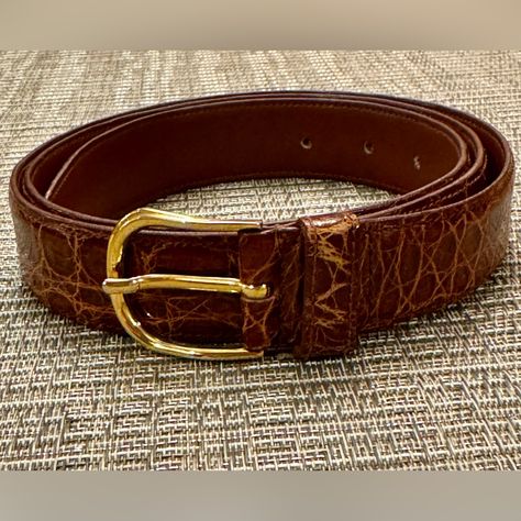 Beautifully Made In Italy, Brioni Men’s Crocodile Belt With Gold Hardware 110cm/44in Crocodile Belt, Brioni Men, Beautifully Made, Leather Belts Men, Leather Belts, Mens Belts, Gold Hardware, Belts, In Italy