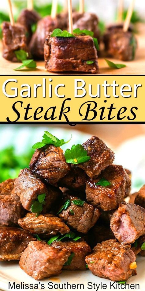 Peper Steak, Beef Cubes, Garlic Butter Steak Bites, Butter Steak Bites, Steak Bites Recipe, Garlic Steak, Steak Tips, Butter Steak, Chard Recipes