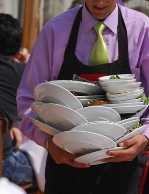 waiter with plates image by wojan from Fotolia.com Waiter Tips, Waitress Problems, Hospitality School, Restaurant Staff, Restaurant Service, Restaurant Business, Workwear Vintage, Catering Business, Employee Training