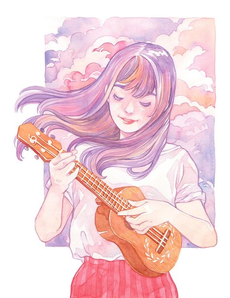 Alisa on Twitter: "I want to create something that makes people feel good 🌸… " People Art Inspiration, Feel Good Paintings, Gouache Art People, Watercolor Art Person, Watercolor Art Cartoon, Watercolor Art People, Watercolor Character Illustration, Aesthetic Cute Art, Watercolor Art Style