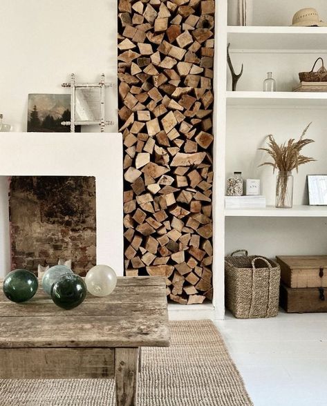 Fireplace Logs, Log Store, House Blend, Living Room Shelves, Log Burner, New Living Room, Wood Burning Stove, Winter House, Summer House