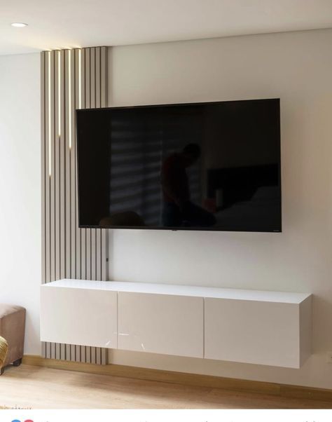 Sleek Entertainment Center, Modern Wall Units Living Room, Tv On The Wall Ideas Living Room, Tv Wall Decor Modern, Living Room Ideas Tv Wall, Wall Tv Ideas Living Rooms, Living Room Designs Tv Wall, Tv Panelling, Bedroom Tv Wall Design