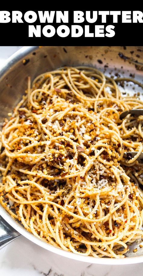 Brown Butter Garlic Noodles, Brown Buttered Noodles, Browned Butter Noodles, Brown Butter Parmesan Pasta, Brown Butter Garlic Pasta, Brown Rice Pasta Recipes, Brown Butter Pasta Recipes, Pasta With Breadcrumbs, Brown Pasta Recipes