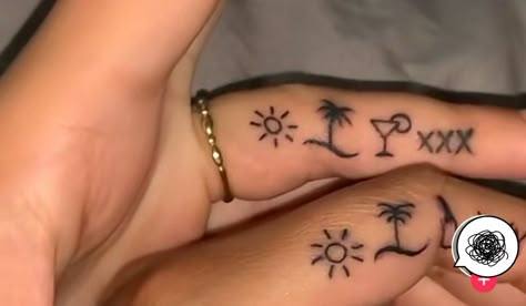 Tatuaje parejas si hay sol hay playa si hay playa hay alcohol si hay alcohol hay sexo si es contigo mejor Alcoholic Best Friend Tattoos, Alcohol Tattoo Ideas Matching, Matching Bad Bunny Tattoos, Bad Bunny Uvst Tattoo, Alcoholic Tattoo Ideas, Alcohol Tattoo Ideas, Bad Bunny Tattoo Ideas, Tattoo Parejas, Alcohol Tattoo