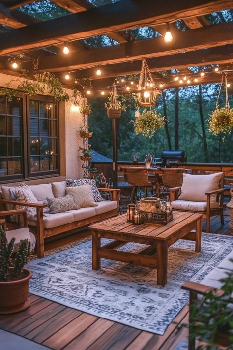 "Create a cozy and inviting space with a Rustic Outdoor Patio! 🌿🏡 Perfect for enjoying the outdoors with natural materials and comfortable seating. 🌟✨ #RusticPatio #OutdoorLiving #PatioDecor" Rustic Patio Furniture Ideas, Rustic Back Porch, Outdoor Cabana Ideas, Outdoor Couch Ideas, Farmhouse Outdoor Furniture, Rustic Outdoor Patio, Courtyard Furniture, Cabin Patio, Porch Renovation