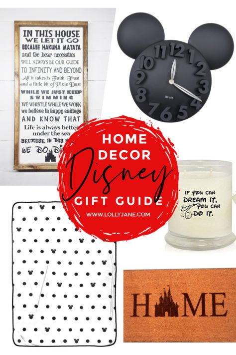 Home decor Disney gift guide ideas! Lots of creative Disney home decor ideas for the Disney lover in your life! #disneyobsessed #disneygiftguide #disneyhomedecor #disneyhomedecorideas #disneyhomedecorations Disney Lover Gift Ideas, Disneyland Facts, Gifts For Disney Lovers, Disney Home Decor, Disney Gift, In This House We, Disney Home, Disney Lover, Disney Fan