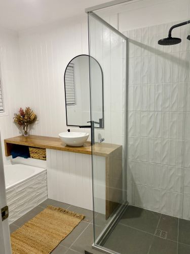 Toilet roll holder shelf | Bunnings Workshop community Vj Panelling Bathroom, Bunnings Bathroom, Panelling Bathroom, Vj Panelling, Toilet Roll Holder Shelf, Timber Benchtop, Timber Feature Wall, Cleaning Bathroom Tiles, Large Floor Tiles