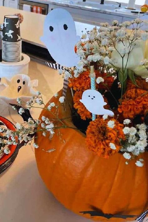 A Little Boo Is Almost Due Table Centerpieces, Halloween Birthday Centerpieces, Halloween Baby Shower Table Centerpieces, Spooky Baby Shower Centerpieces, Baby Shower A Little Boo Is Due, Halloween Baby Shower Centerpiece Ideas, Little Boo Baby Shower Centerpieces, Halloween Baby Shower Table Decorations, Fall/halloween Baby Shower Ideas