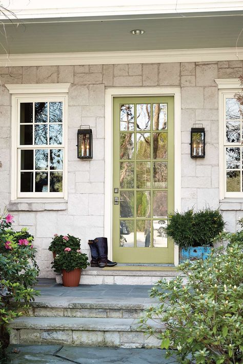 behr-back-to-nature-front-door-0819 Behr Door Paint Colors, Behr Painters White, 1890 Farmhouse, Coral Front Doors, Camper Quilt, Best Front Door Colors, Exterior Shades, Best Front Doors, Behr Colors