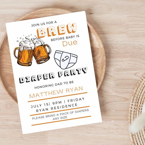 Mens Nappy Party Invite, Baby Shower And Diaper Party Together, Men’s Baby Shower Ideas, Diaper Bash Ideas, Dad Shower Ideas, Diaper Shower For Dad, Mens Baby Shower Ideas, Diaper Party Themes, Diaper Keg Party Ideas