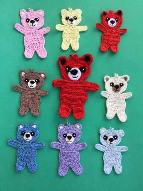 Teddy Bear Applique, Teddy Bear Patterns, Teddy Bear Crochet, Bookmark Crochet, Bear Patterns Free, Crochet Applique Patterns Free, Baby Teddy Bear, Crochet Teddy Bear Pattern, Bear Crochet