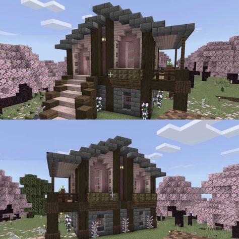 my cherry blossom minecraft build Pink And Brown Minecraft House, Cherry Wood Library Minecraft, Cherry Mangrove House Minecraft, Cherry Blossom Dark Oak House Minecraft, Minecraft House Crimson Wood, Cherry Blossom And Spruce House Minecraft, Cherry And Dark Oak Minecraft House, Spruce Cherry Blossom House Minecraft, Girl Minecraft Builds