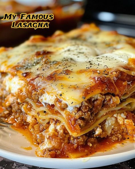 My Famous Lasagna 🍝

This hearty... - Recipes Gourmand Pantry Hearty Recipes, February Quotes, Ground Sirloin, Creamy Cheese, Shredded Cheese, Lasagna, Pantry, Pasta, Cheese