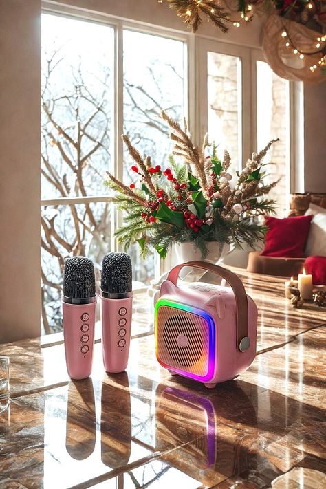 Mini Karaoke Machine for Kids, Portable Bluetooth Speaker with 2 Wireless Microphones, Toys Gifts for Girls Ages 4, 5, 6, 7, 8, 9, 10, 11, 12  Year Old Birthday Gift Parties Christmas (Pink 2 Mics) Mini Karaoke, Karaoke Machine, Christmas Pink, Bluetooth Speakers Portable, White Elephant, Christmas 2024, Elephant Gifts, White Elephant Gifts, Microphones