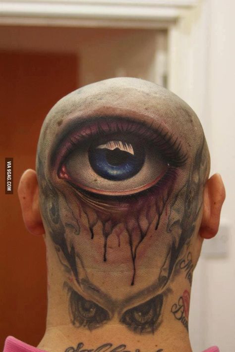 coolest tatoos ever | 9GAG - The best tattoo I ever seen Realistic Eye Tattoo, Best 3d Tattoos, Behind Blue Eyes, Tattoo Henna, Geniale Tattoos, Psy Art, Human Canvas, Weird Tattoos, Bad Tattoos