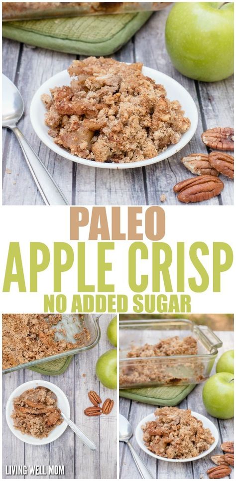 Paleo Grain-Free Apple Crisp - this easy recipe has all the deliciousness of your favorite fall dessert without the gluten, grains, dairy, or sugar! If you’re looking for a satisfying healthy dessert, this is a winner! Gluten-Free, Grain-Free, Dairy-Free, Sugar-Free Paleo Apple Crisp, Apple Crisp Recipe Healthy, Paleo Apple, Healthy Apple Crisp, Paleo Baking, Paleo Sweets, Apple Crisp Recipes, Healthy Apple, Easy Paleo