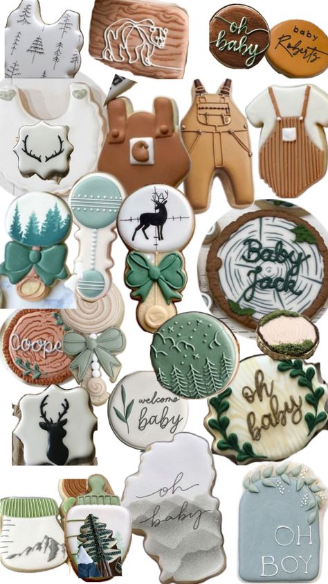 Hunting themed sugar cookies Baby Sugar Cookies, Hunting Baby, Baby 1st Birthday, Baby Shower Cookies, Icing Cookies, Decorated Cookies, Sugar Cookies Decorated, Hunting Fishing, Cookie Decorating