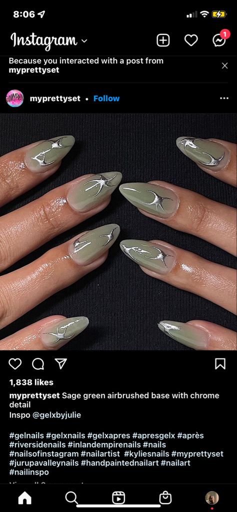 Sage Green Douyin Nails, Jade Green Nails Acrylic Short, Short Jade Nails, Sage Green Ombre Nails, Short Sage Green Nails, Green Korean Nails, Jelly Ombre Nails, Nail Art Sage Green, Nail Art Sage