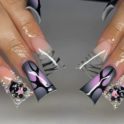 The Hottest Trend in Nail Art – Duck Nails – DTK Nail Supply Airbrush Duck Nails, Aura Duck Nails, Duck Shaped Nails, Duck Nail Ideas, Duck Nails Design, Y2k Duck Nails, Duck Nail Designs, Blue Diamond Nails, Duck Nail