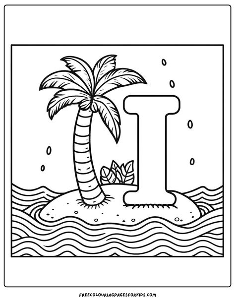 Explore our latest free kids’ coloring page, I is for Island! Let your little ones explore a tropical island in the shape of the letter I, complete with a swaying palm tree and gentle waves. Get ready for a fun-filled coloring adventure! Letter I Coloring Pages, I Coloring Pages, The Letter I, Free Kids Coloring Pages, Kid Coloring Page, Preschool Graduation, Free Lettering, Kids Coloring, Iris Flowers