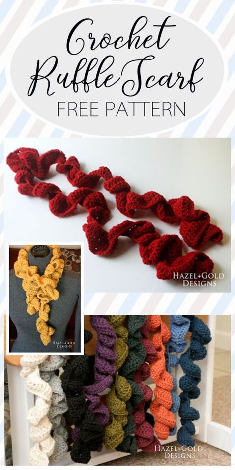 Crochet Hat Ideas, Crochet Ruffle Scarf, Beginning Crochet, Crochet Scarf Pattern Free, Beginners Crochet, Crochet Ruffle, Ruffle Scarf, Crochet Hook Set, All Free Crochet