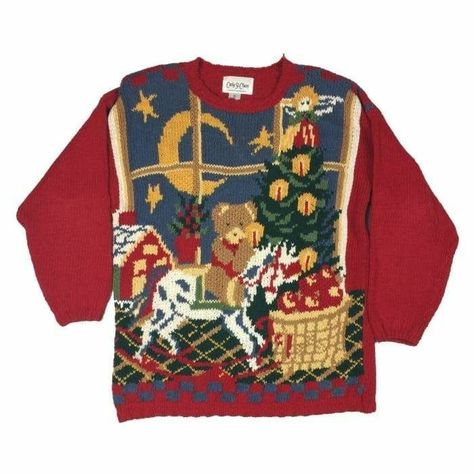 Granny Chic Fashion, Fun Sweater, Ugly Holiday Sweater, Holiday Sweaters, St Claire, Large Sweater, Bear Christmas, Christmas Bear, Christmas Jumper