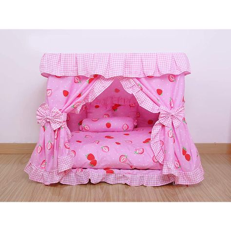 Dog Canopy Bed, Candy Pillow, Strawberry House, Candy Pillows, Puppy Blanket, Pet Sofa Bed, Puppy House, Puppy Beds, Pet Cushions