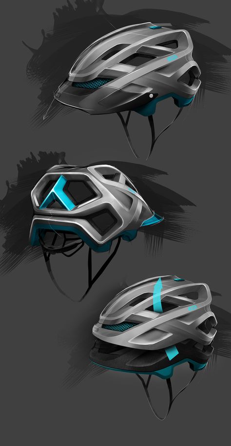 Industrial Sketching, Bike Helmet Design, Helmet Drawing, Helmet Concept, Photoshop Rendering, Kids Bike Helmet, Sketching Techniques, Industrial Design Sketch, Safety Helmet