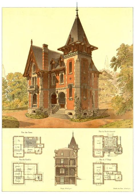 Victorian House Plans, Bangunan Minecraft, Plans Architecture, Vintage House Plans, Sims House Plans, Sims House Design, Beautiful House Plans, Victorian Architecture, House Blueprints