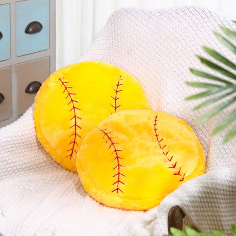 PRICES MAY VARY. Versatile Package: there are 2 pieces of softball shaped sports pillows, sized about 14 x 14 inches/ 35 x 35 cm, these softball pillows are suitable for meeting your various using and sharing needs; They come vacuum packed and simply require a gentle slap to restore their fluffy shape upon receiving Soft and Reliable: these throw pillows are not only comfortable but also made from quality soft plush, inside is filled with PP cotton; The firm brim coupled with fine sewing makes t Softball Bedroom Decor, Volleyball Room Decor, Volleyball Pillow, Sports Pillows, Softball Bedroom, Volleyball Room, Softball Room, Softball Decorations, Blue Room Decor