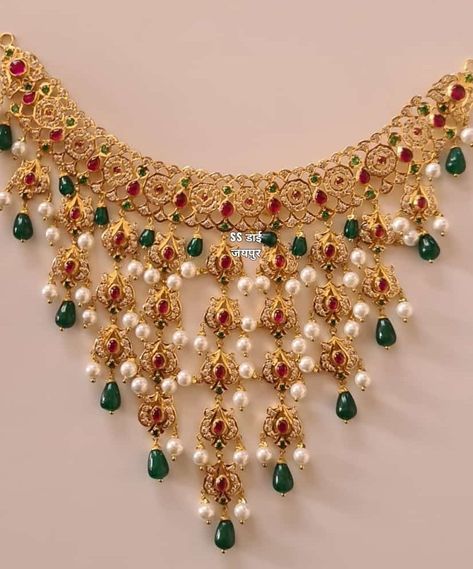 Rajasthani Necklace Designs, Rajputi Necklace Set Gold, Rajasthani Jewellery, Ruby Necklace Designs, Wedding Jewellery Designs, Unique Wedding Jewelry, Beautiful Bridal Jewelry, New Gold Jewellery Designs, Online Gold Jewellery