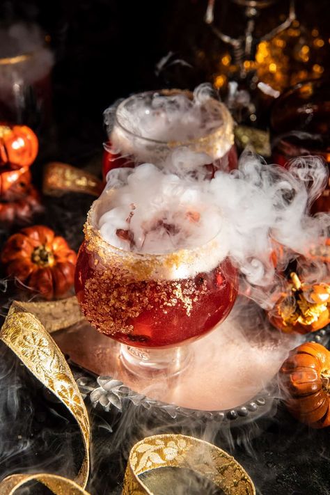 Enchanted Graveyard Pomegranate Punch: Get into the spirit of spooky season with this chilling fall punch that’s both festive and delicious! Pomegranate Punch, Cinnamon Roll Bread, Butter Cinnamon, Apple Martini, Candied Ginger, Pumpkin Butter, Halloween Cocktails, Half Baked, Cinnamon Swirl