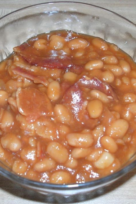 Stovetop Baked Beans Stovetop Baked Beans, Baked Beans From Canned Beans, Pork N Beans, Canned Beans, Baked Beans, Recipe Box, Stove Top, Drain, Stove