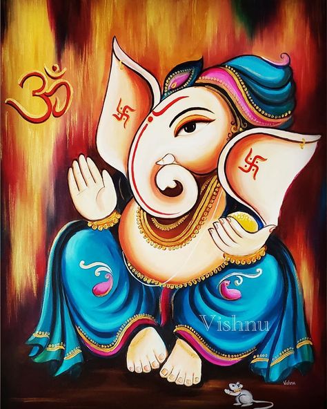 Sri Ganesh🙏🏻 Check out the Entire Painting Process down here👇🏻 https://youtu.be/6ZnqxThByP8 Please like share and subscribe for more!… Swati Verma, Sri Ganesh, Ganesha Drawing, Ganesh Art Paintings, Modern Art Canvas Painting, Kerala Mural Painting, Buddha Art Painting, Ganesh Art, Lord Ganesha Paintings