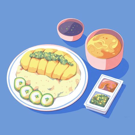 Chicken Rice Illustration, Rice Illustration, Hainan Chicken Rice, Hainan Chicken, Hainanese Chicken Rice, Nasi Tumpeng, Hainanese Chicken, Big Cities, Family Meal