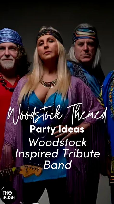 Get ready to celebrate the spirit of peace, love, and rock 'n' roll in true Woodstock style!☮️Find Woodstock themed party ideas like booking a Woodstock Tribute Band by clicking here! 🎉 #thebash #Woodstockthemedparty #Woodstockaesthetic #Woodstockoutfits #Woodstockfashion #hippieparty #hippietheme #hippie #tiedyeparty #tiedyetheme #themedparty #groovypartyideas #groovytheme #70sparty #80sparty #peaceparty #peaceandloveparty #vintageparty #vintagetheme #vintagehippie #hippieaesthetic #Woodstock 60s Bands, Woodstock Style, Woodstock Fashion, 60's Music, Themed Party Ideas, Walk Down Memory Lane, Tie Dye Party, 1960s Music, Hippie Party