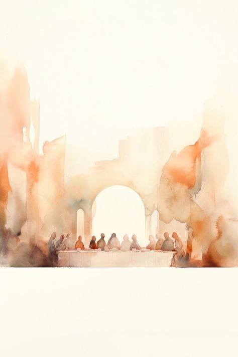 Watercolor Christian Art, Christian Digital Art, Christian Art Painting, Jesus And His Disciples, Christian Watercolor, Painting Bible, Christian Painting, Scripture Artwork, Christ Painting