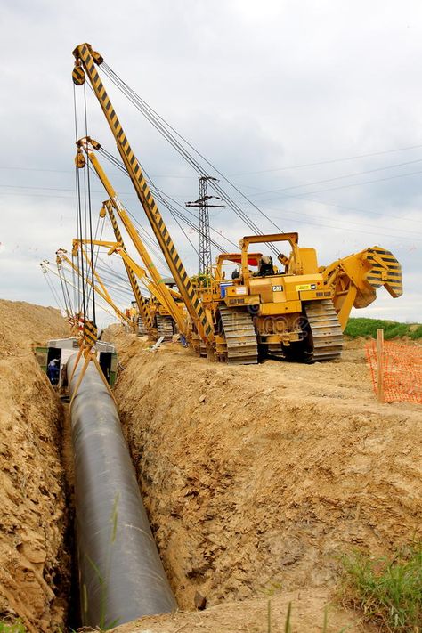 Cranes laying gas pipeline. Construction of an international gas pipeline Gazela , #Aff, #pipeline, #Construction, #gas, #Cranes, #laying #ad Pipeline Welding, Pipeline Construction, Building Construction Materials, Skilled Trades, Crane Construction, Water Pipeline, Caterpillar Equipment, Oil Platform, Vintage Motorcycle Posters