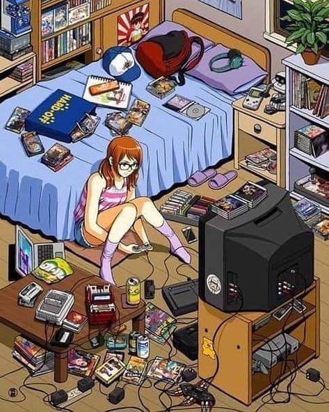 . Gamer Room Diy, Retro Gaming Art, Anime Room, Gamer Room, Gaming Decor, Game Room Design, Game Room Decor, 판타지 아트, Video Game Art