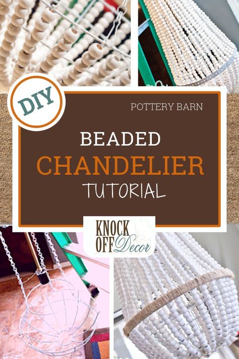 Add some elegance to your home decor with this Chic Wood Bead Chandelier, inspired by Pottery Barn. This easy DIY craft will make a wonderful accent in your bedroom, living room or kid's room. Check out the tutorial at  KnockOffDecor.com. #diyideas #decorideas #diydecor #diyhomedecor #diycrafts Diy Beaded Chandelier, Diy Lights, Bead Chandelier, Wood Bead Chandelier, Diy Outdoor Lighting, Decor Hacks, Diy Chandelier, Cool Woodworking Projects, Beaded Chandelier