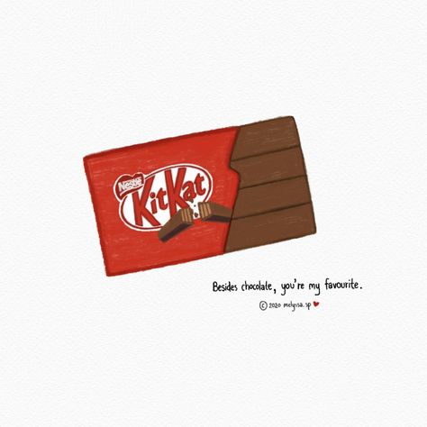 Chocolate Drawing Aesthetic, Kitkat Illustration, Kit Kat Drawing, Kitkat Drawing, Kitkat Aesthetic, Chocolate Typography, Chocolate Drawing, Kitkat Cake, Wall Mount Tv Stand