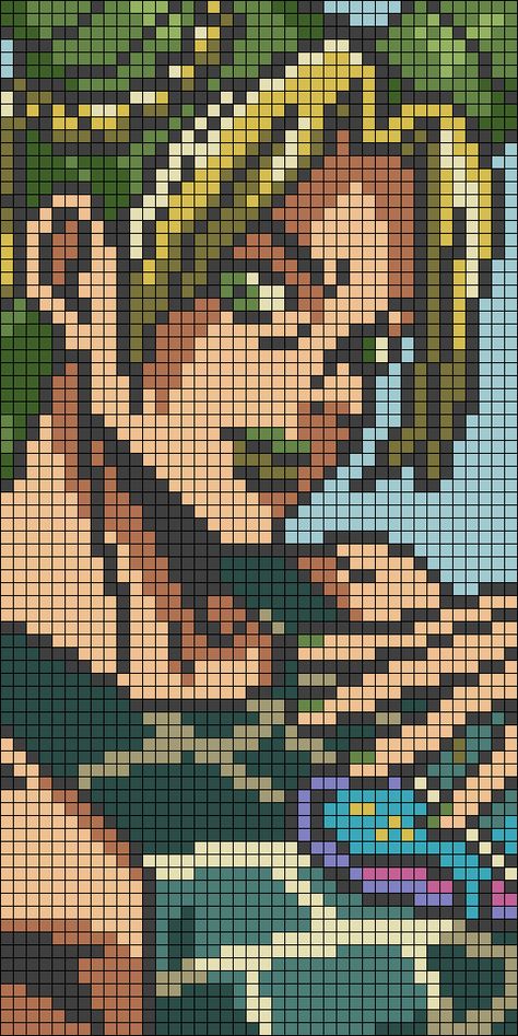 Jojos Bizzare Adventure Pixel Art Grid, Jjba Crochet Pattern, Jjba Alpha Pattern, Jojos Bizzare Adventure Crochet, Jojo Alpha Pattern, Big Alpha Patterns, Anime Alpha Pattern, Alpha Patterns Anime, Stone Ocean Jolyne